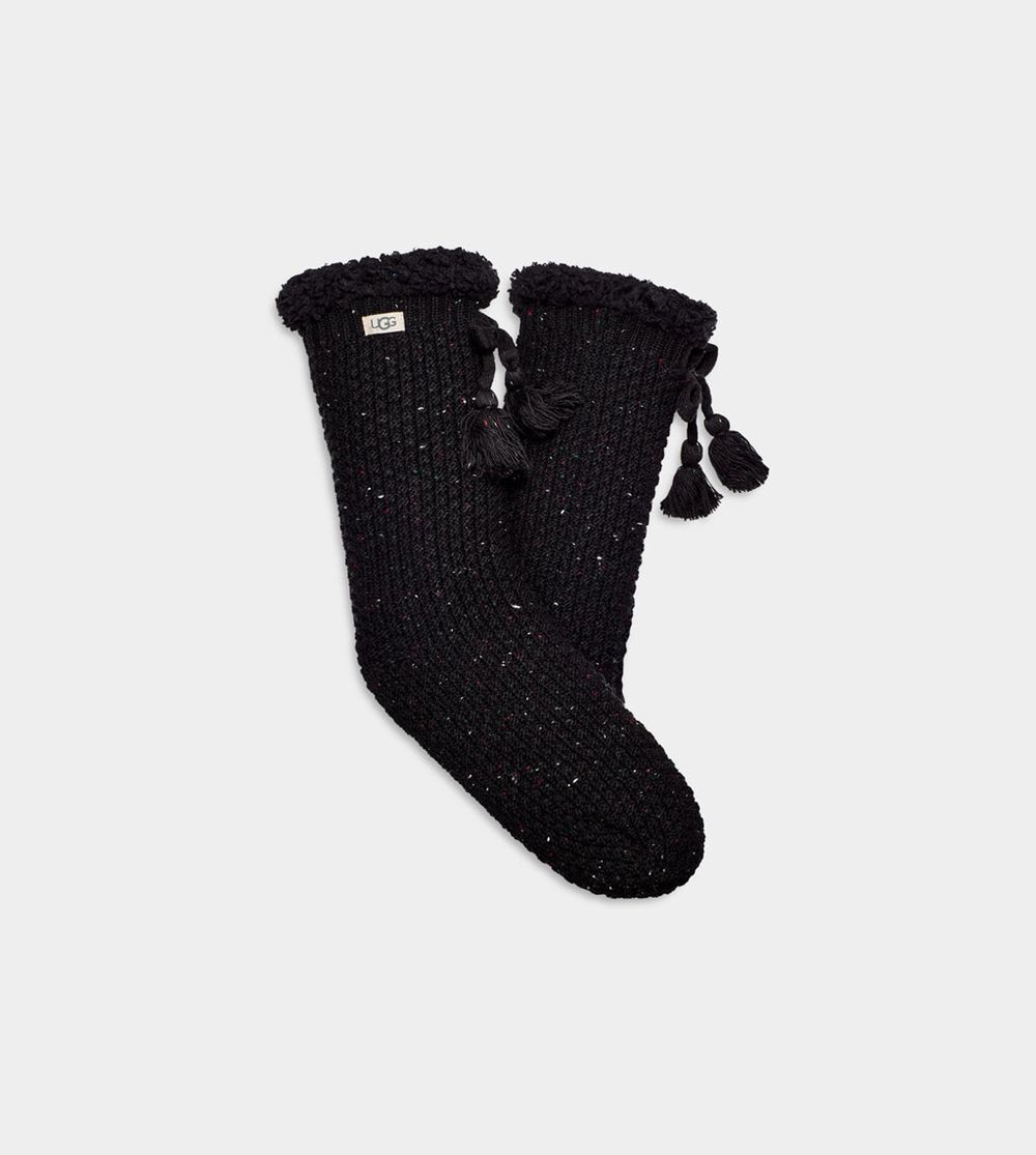 Ugg Nessie Fleece Lined - Womens Socks - Black - NZ (2430TPGLM)